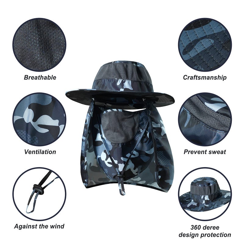 KOOLSOLY Fishing Hat,Sun Cap with UPF 50+ Sun Protection and Neck Flap,for Man and Womenâ€¦ Army Green - Image 3